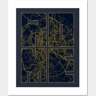 Rome, Italy City Map Typography - Gold Art Deco Posters and Art